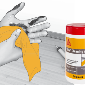 DO CZYSZCZENIA zabrudzeń z kleju POLIURETANOWEGO PU. Ściereczki NASĄCZONE - CLEANING WIPES 100